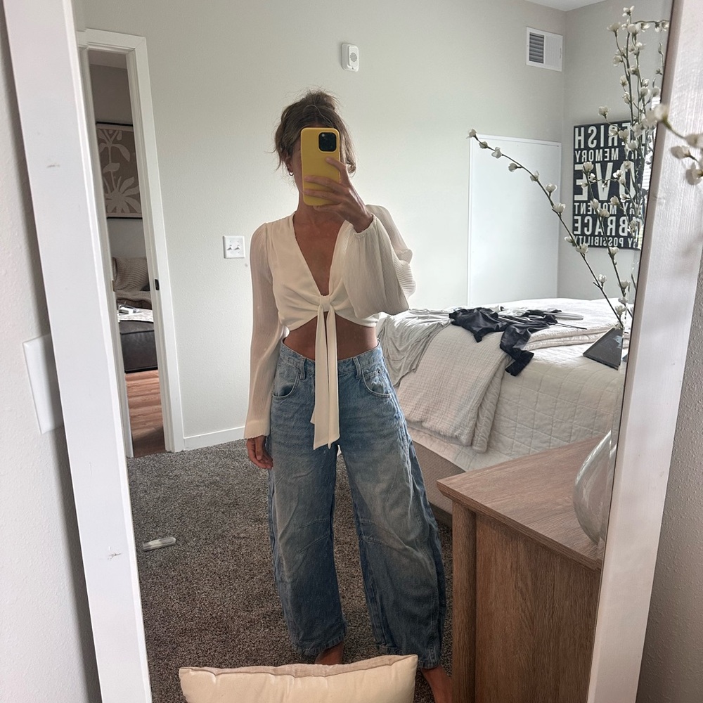 Cream long sleeve going out top